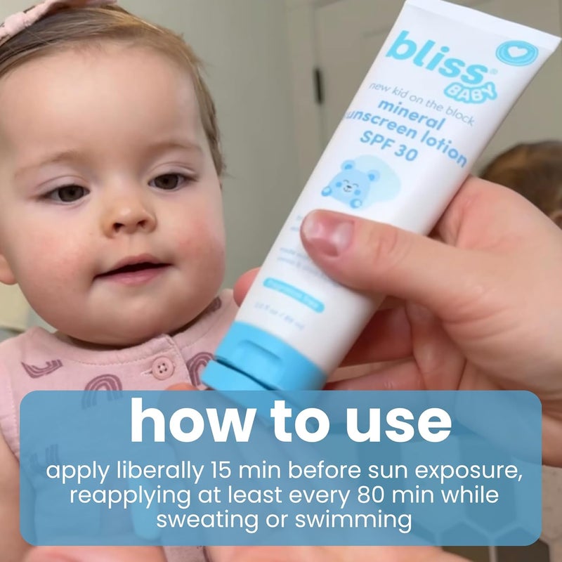 BLISS Baby Sunscreen, Premium SPF 30 Sunscreen Mineral Lotion, Natural Zinc Oxide, Hypoallergenic, Non-toxic, Water-Resistant, Vegan, Sensitive Skin - For Babies, Toddlers, Kids & Whole Family - Image 5